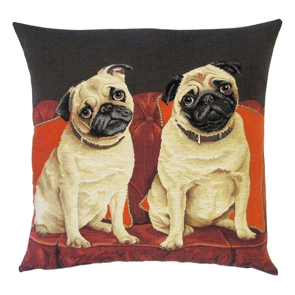 Gobelängkudde Yapatkwa Hundmotiv Pugs In Sofa