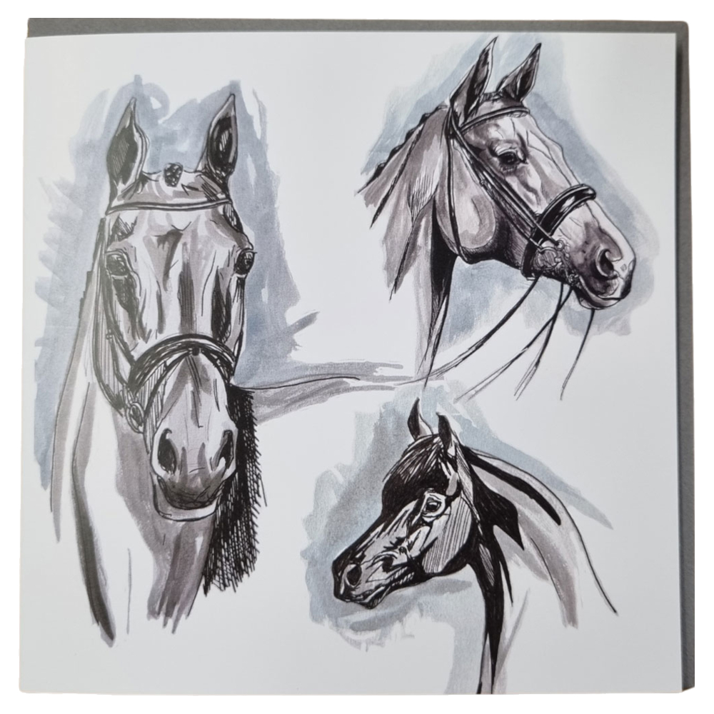 Kort Gubblecote Hästmotiv Trio Of Horses