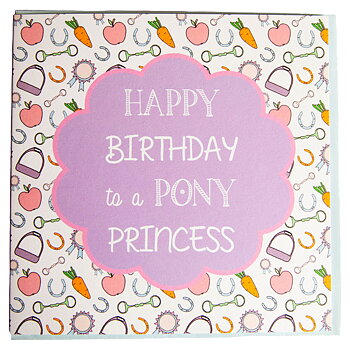 Birthday Card Gubblecote Equestrian Inspired Motif Pony Princess