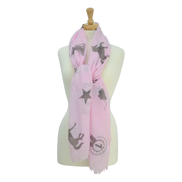 Scarf Hy Equestrian Horse Motif Balmoral Pink