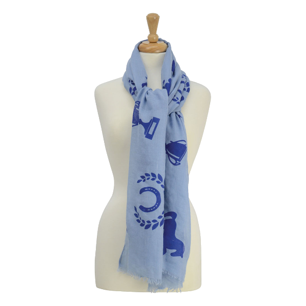 Scarf Hy Equestrian Horse Motif Balmoral Light Blue