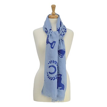 Scarf Hy Equestrian Horse Motif Balmoral Light Blue