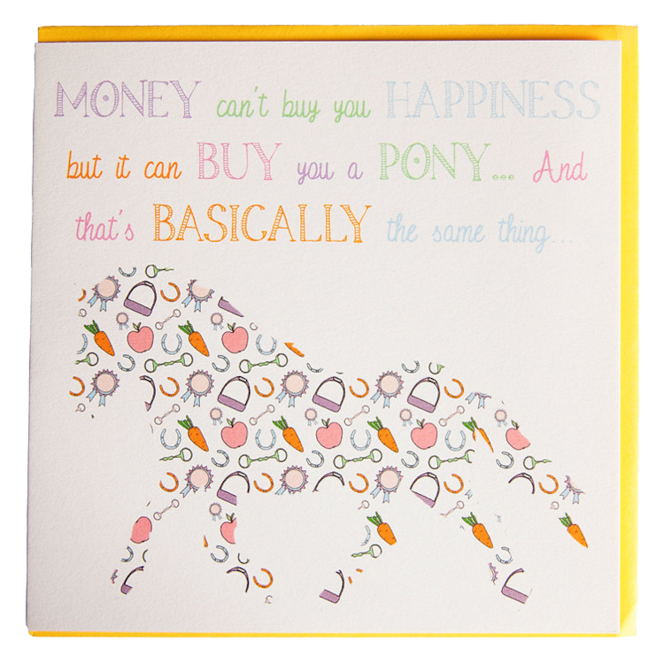 Kort Gubblecote Hästmotiv Can't Buy You Happiness