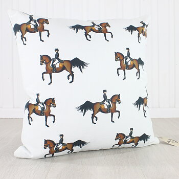 Cushion Grays 1922 Horse Motif Dressage White