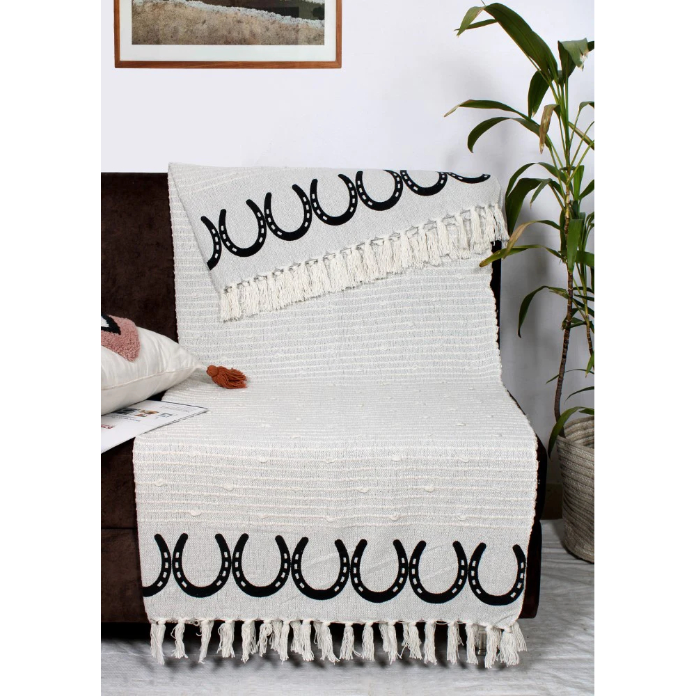 Cotton Throw AWST Intl Horseshoes White