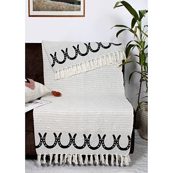 Cotton Throw AWST Intl Horseshoes White
