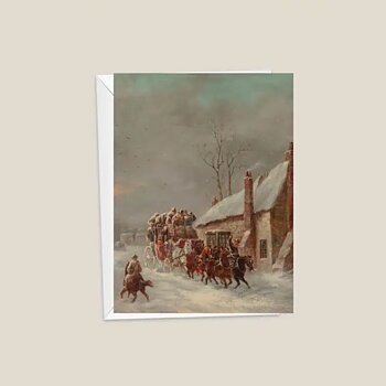 Christmas Card Nimrod Paper Horse Motif Bath Mail Coach In A Blizzard