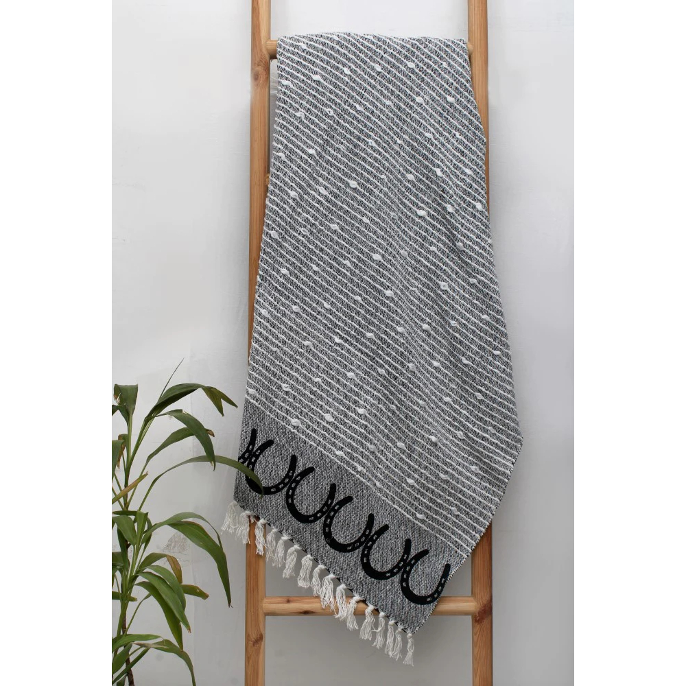 Cotton Throw AWST Intl Horseshoes Svart