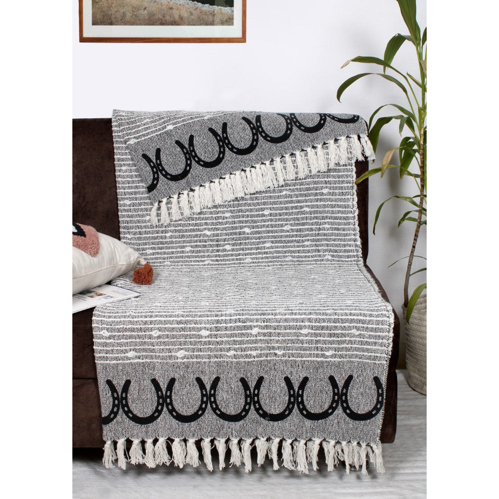 Cotton Throw AWST Intl Horseshoes Svart - 2