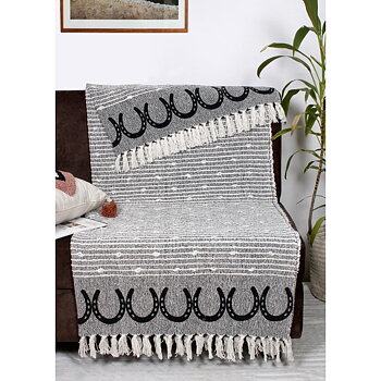 Cotton Throw AWST Intl Horseshoes Svart