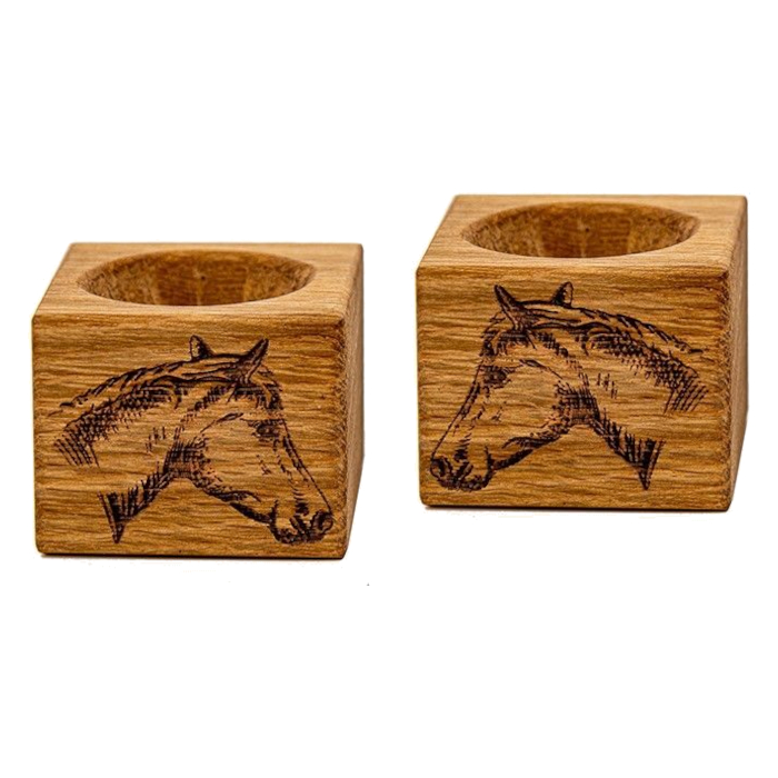 Egg Cups Selbrae House Oak Horse Motif 2-pack