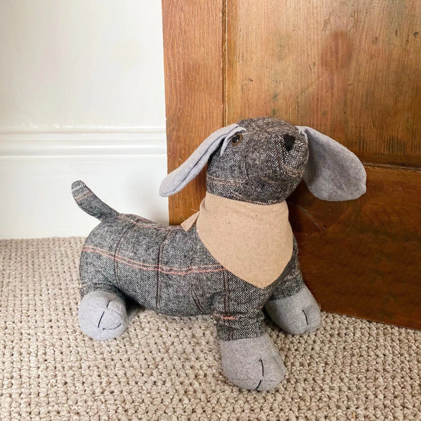 Doorstop Dachshund Tweed Grey - 2