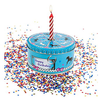 Gift Box Happy Ross With Candle And Confetti