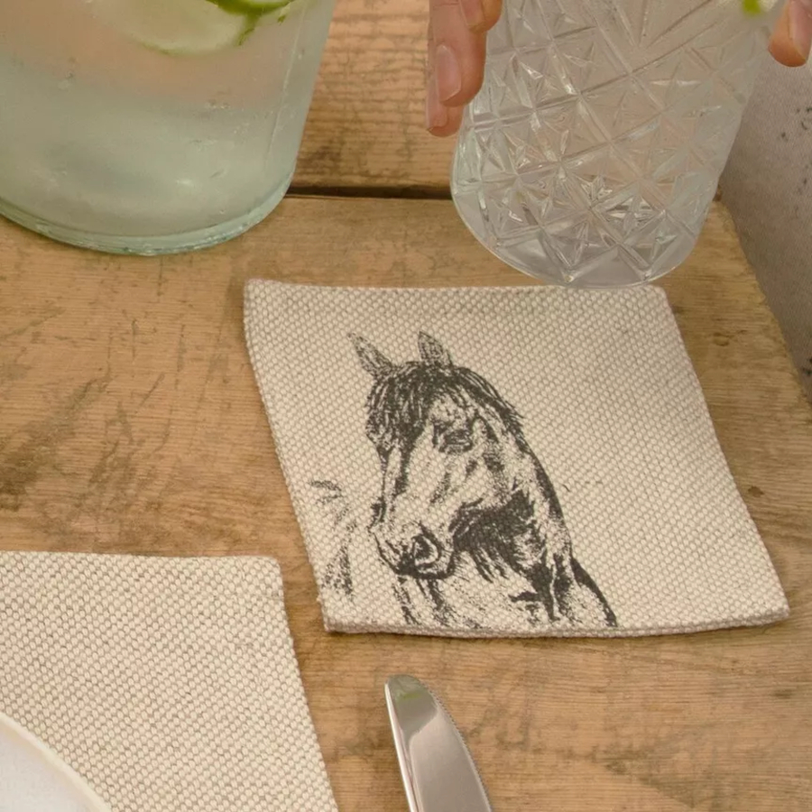 Coasters Selbrae House Linen Horse Motif 4-pack - 2