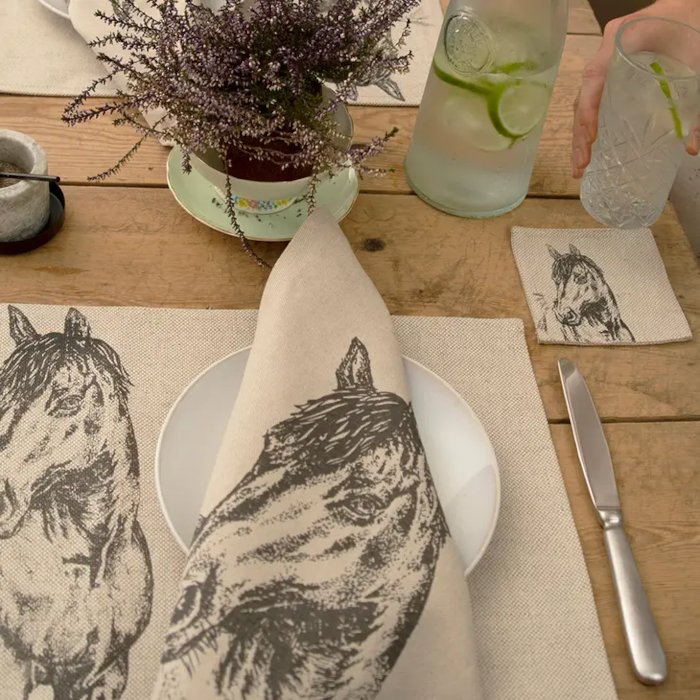 Coasters Selbrae House Linen Horse Motif 4-pack - 3