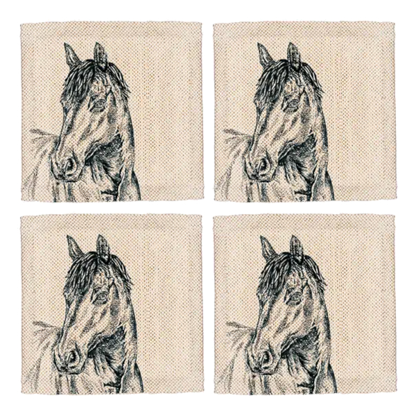 Coasters Selbrae House Linen Horse Motif 4-pack