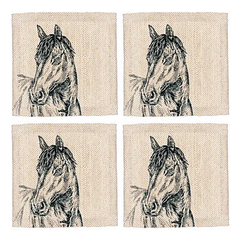 Coasters Selbrae House Linen Horse Motif 4-pack