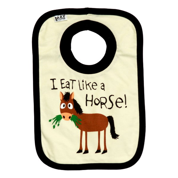 Baby Bib Lazy One Horse Motif Eat Like A Horse