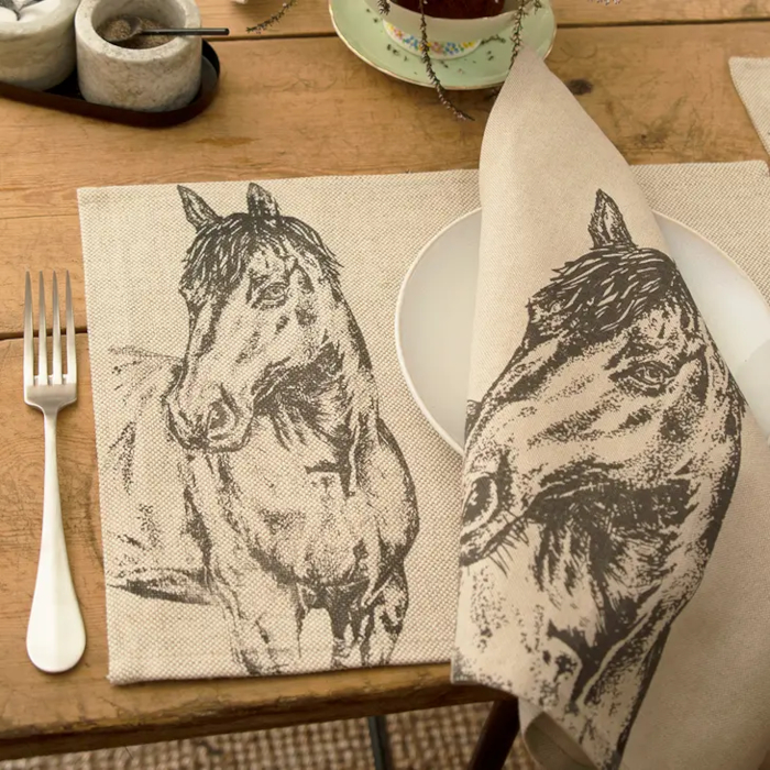 Napkins Selbrae House Linen Horse Motif 4-pack - 2