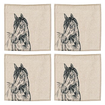 Servetter Selbrae House Linne Hästmotiv 4-pack