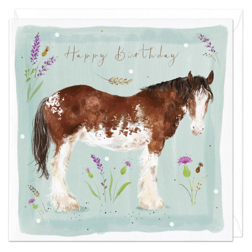 Birthday Card Whistlefish Horse Motif Clydesdale