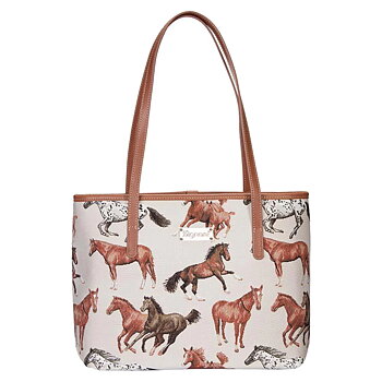 College Bag Signare Horse Motif Running Horse Beige
