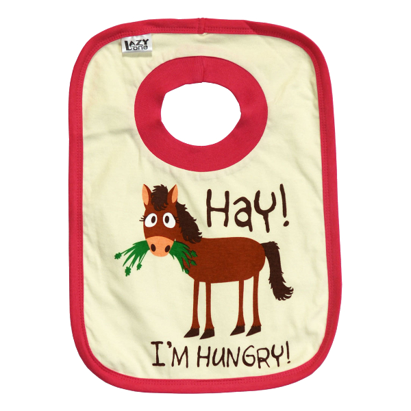 Baby Bib Lazy One Horse Motif Hay I'm Hungry