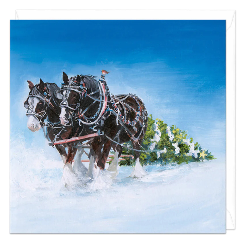 Julkort Whistlefish Hästmotiv Heavy Horse Movers