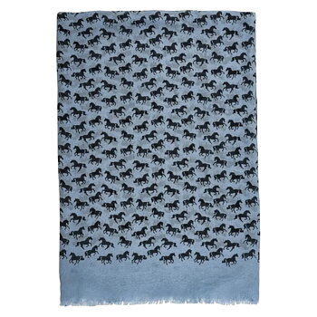 Scarf AWST Intl Galloping Horses Chambray Blue