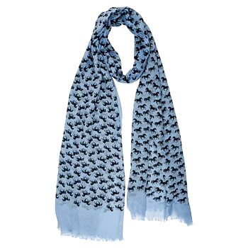 Scarf AWST Intl Galloping Horses Chambray Blue