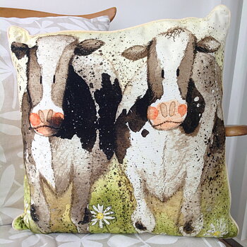 Pillow Alex Clark Cow Motif Curious Cows