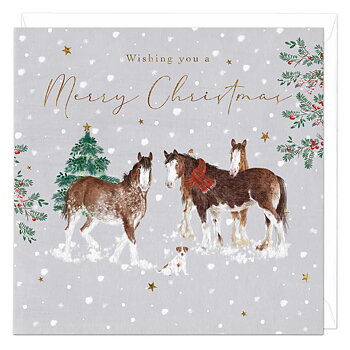 Julkort Whistlefish Hästmotiv Clydesdale Three Horses