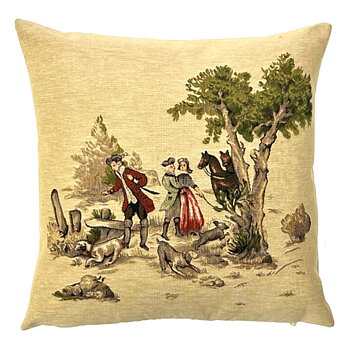 Gobelängkudde Yapatkwa Rävjaktsmotiv French Scene Beige