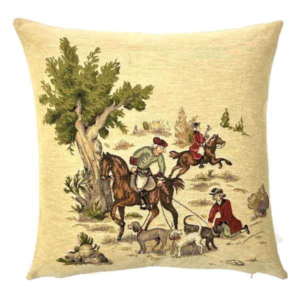 Gobelängkudde Yapatkwa Rävjaktsmotiv French Hunters Beige