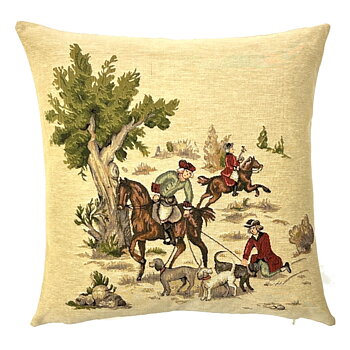 Gobelängkudde Yapatkwa Rävjaktsmotiv French Hunters Beige