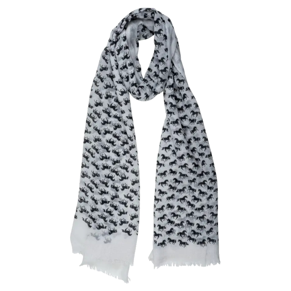 Scarf AWST Intl Galloping Horses Eggshell