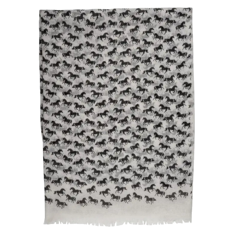Scarf AWST Intl Galloping Horses Eggshell - 2