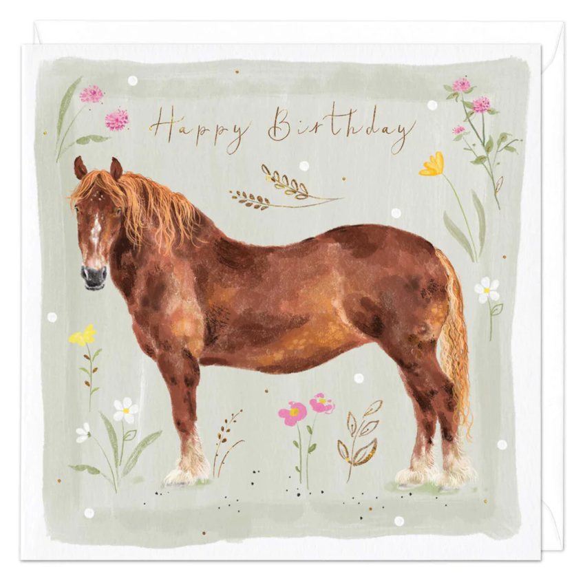 Birthday Card Whistlefish Horse Motif Suffolk Punch