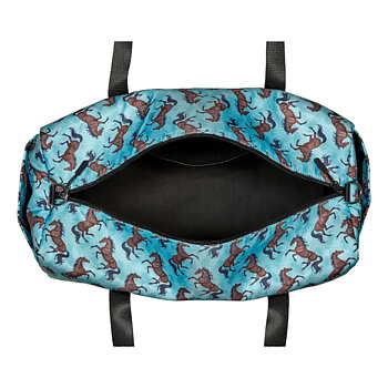 Duffle Bag AWST Intl Horse Motif Galloping Horses Turquoise