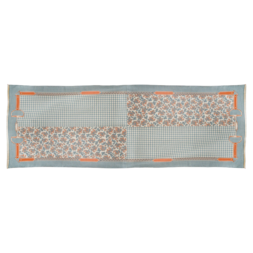 Scarf AWST Intl Paisley/Houndtooth Turquoise - 4
