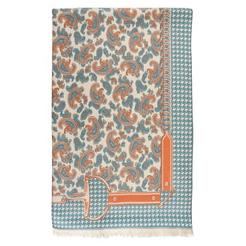 Scarf AWST Intl Paisley/Houndtooth Turquoise