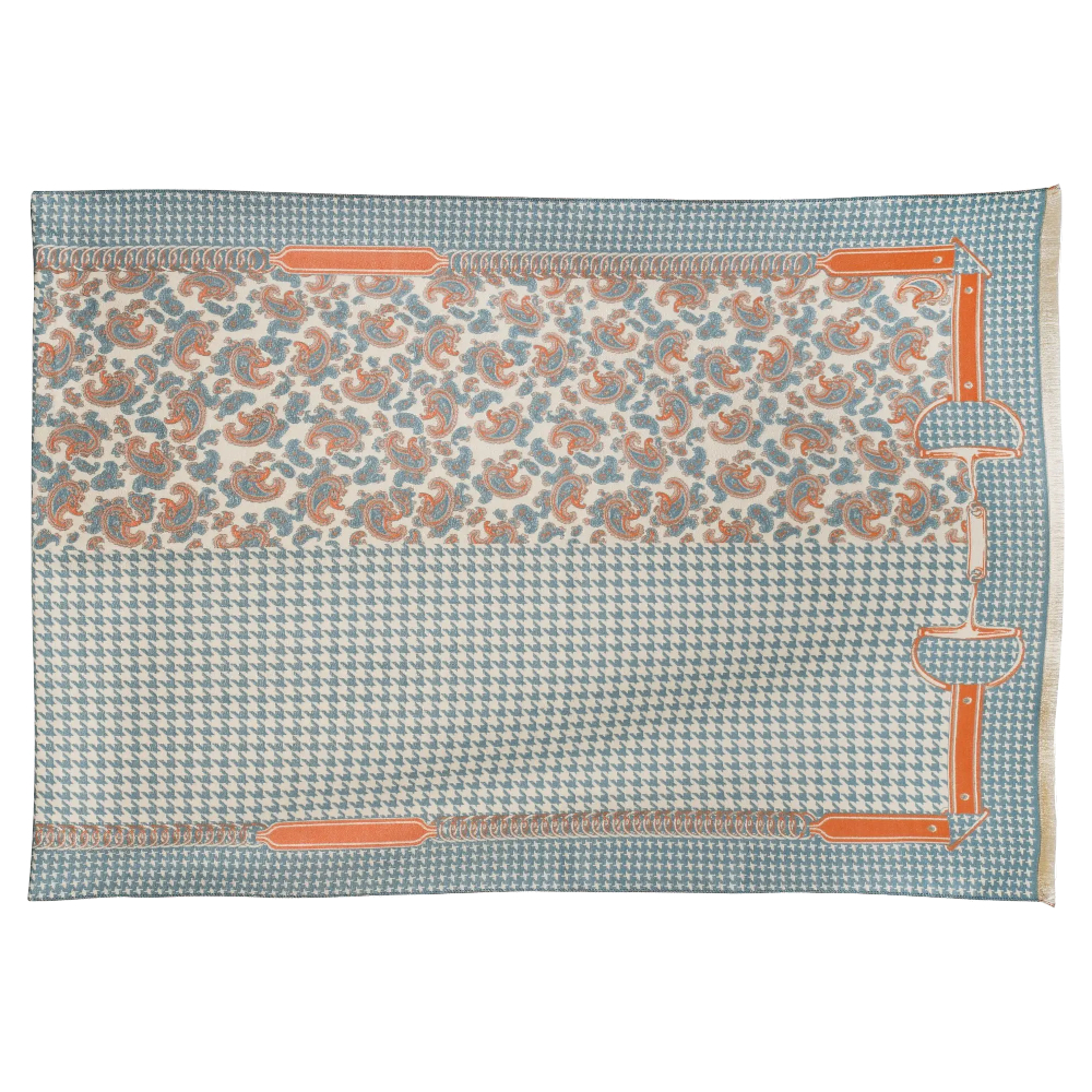 Scarf AWST Intl Paisley/Houndtooth Turquoise - 3