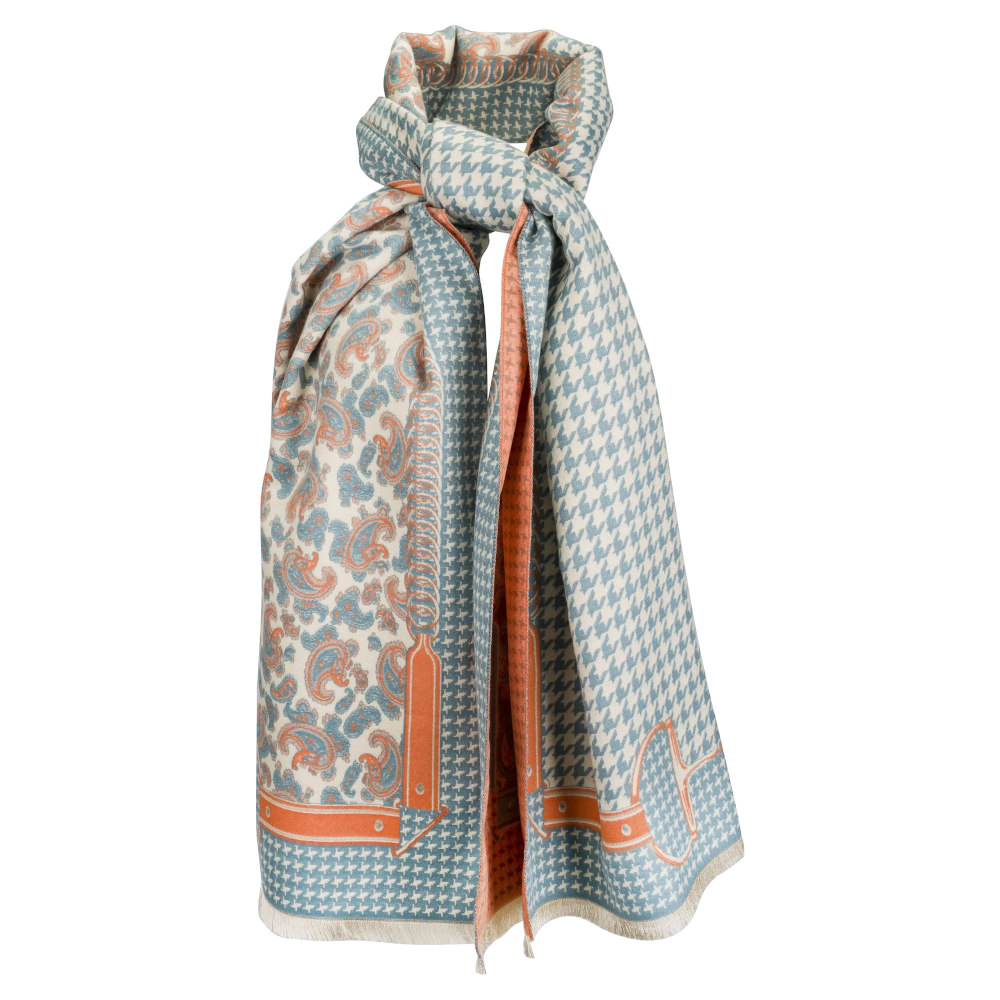 Scarf AWST Intl Paisley/Houndtooth Turquoise - 2