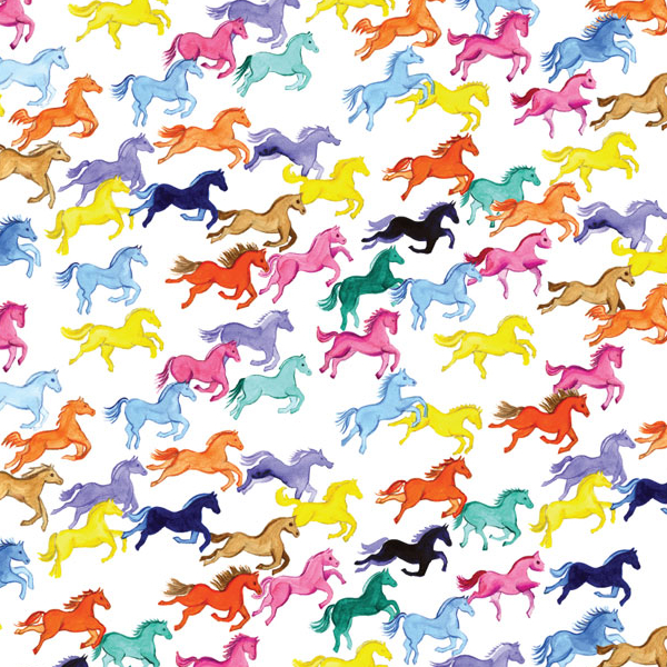 Gift Wrap Deckled Edge Art Horse Motif Rainbow Ponies - 2