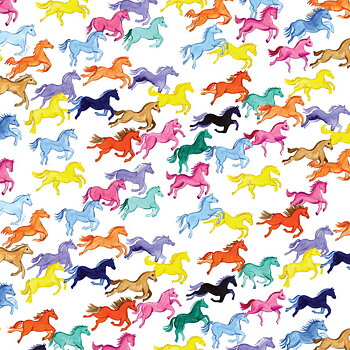 Gift Wrap Deckled Edge Art Horse Motif Rainbow Ponies