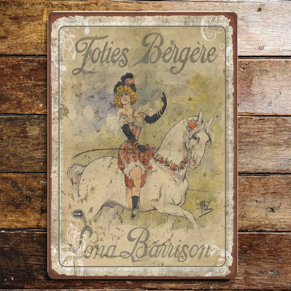 Metal Sign Lady On Horse