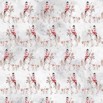 Gift Wrap Deckled Edge Art Fox Hunting Motif Huntsman And Hounds