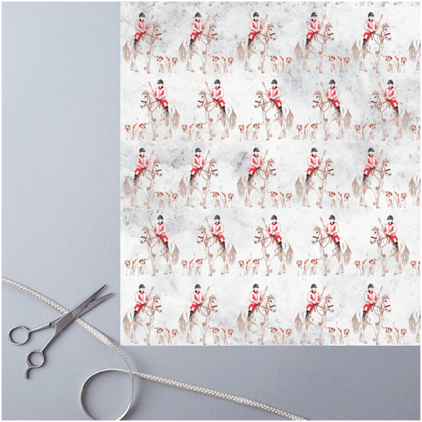 Presentpapper Deckled Edge Art Rävjaktsmotiv Huntsman And Hounds