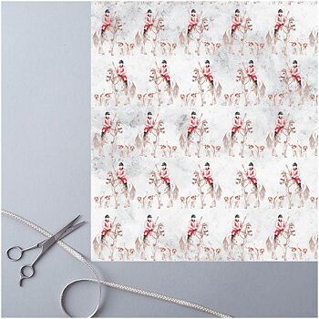 Gift Wrap Deckled Edge Art Fox Hunting Motif Huntsman And Hounds