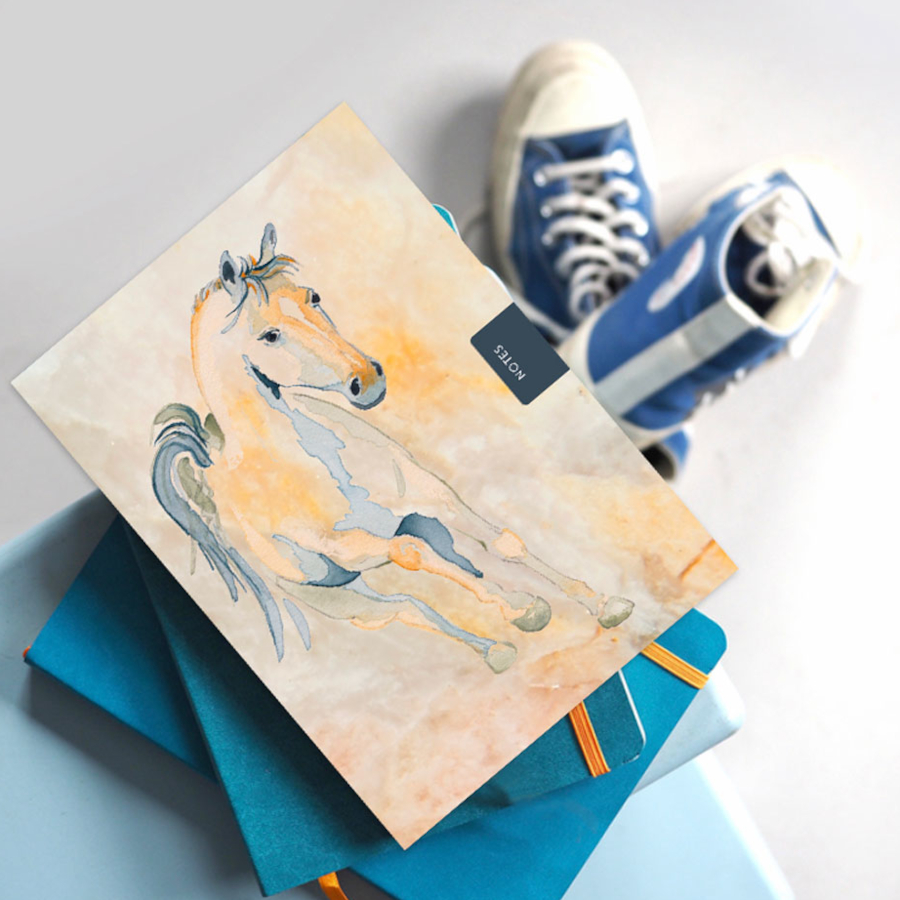 Anteckningsbok Deckled Edge Art Hästmotiv Galloping Horse